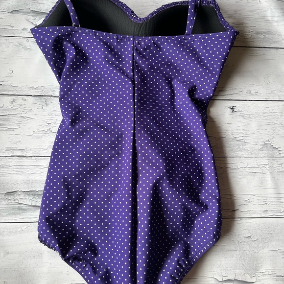 Miraclesuit Purple Polka Dot One Piece Swimsuit Size 8 - Picture 12 of 12